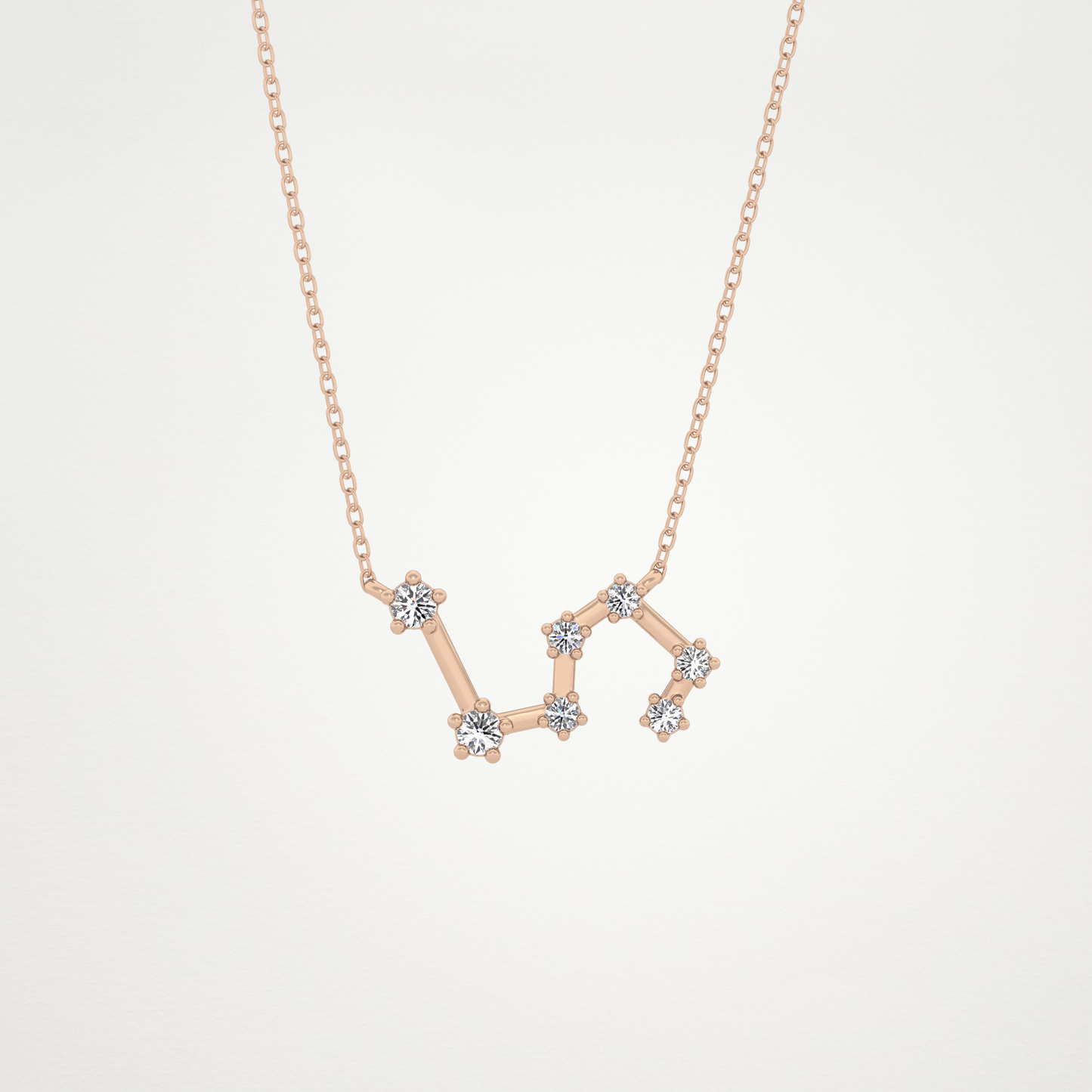 0.15 TCW Round Lab Grown Diamond Leo Zodiac Constellation Necklace