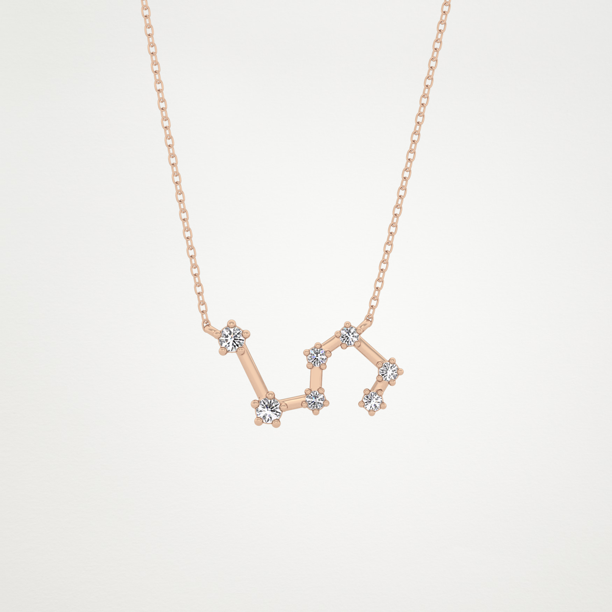 0.15 TCW Round Lab Grown Diamond Leo Zodiac Constellation Necklace