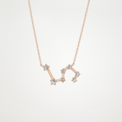 0.15 TCW Round Lab Grown Diamond Leo Zodiac Constellation Necklace