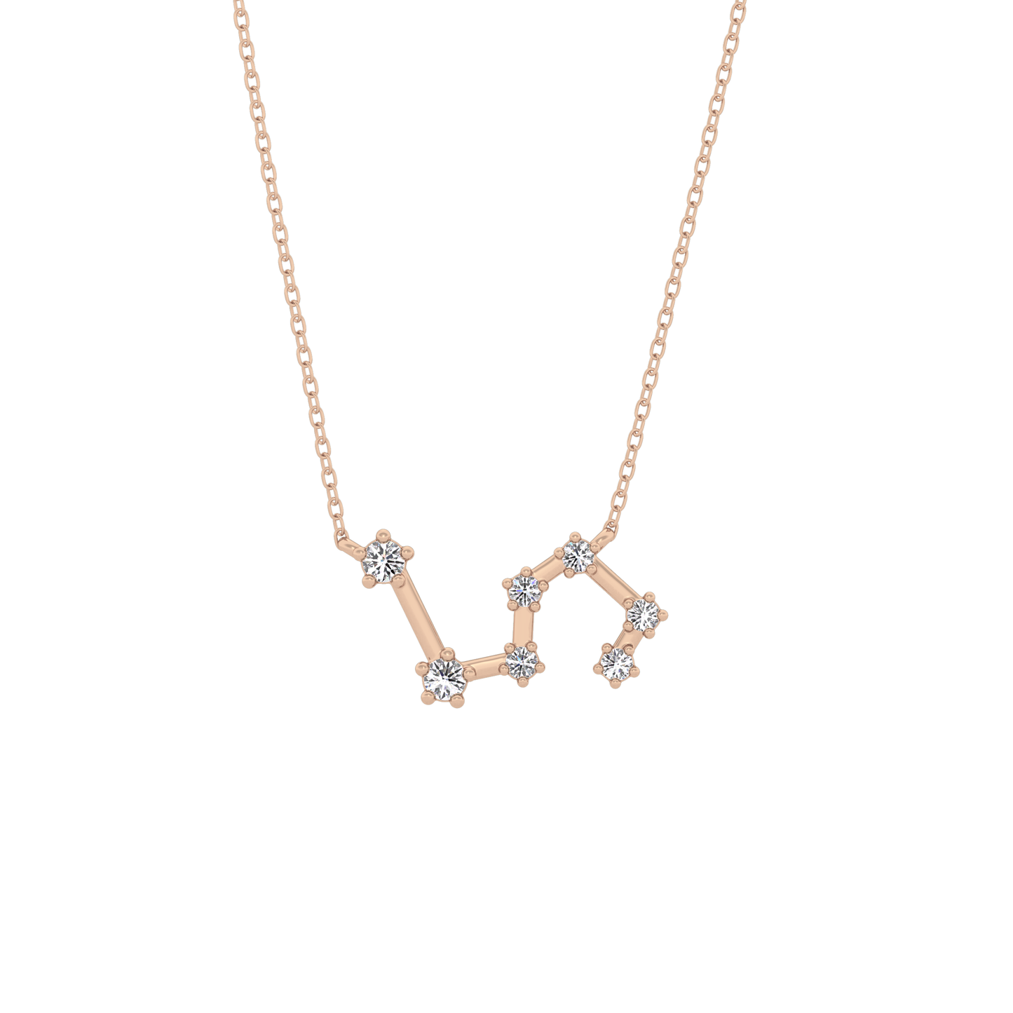 0.15 TCW Round Lab Grown Diamond Leo Zodiac Constellation Necklace