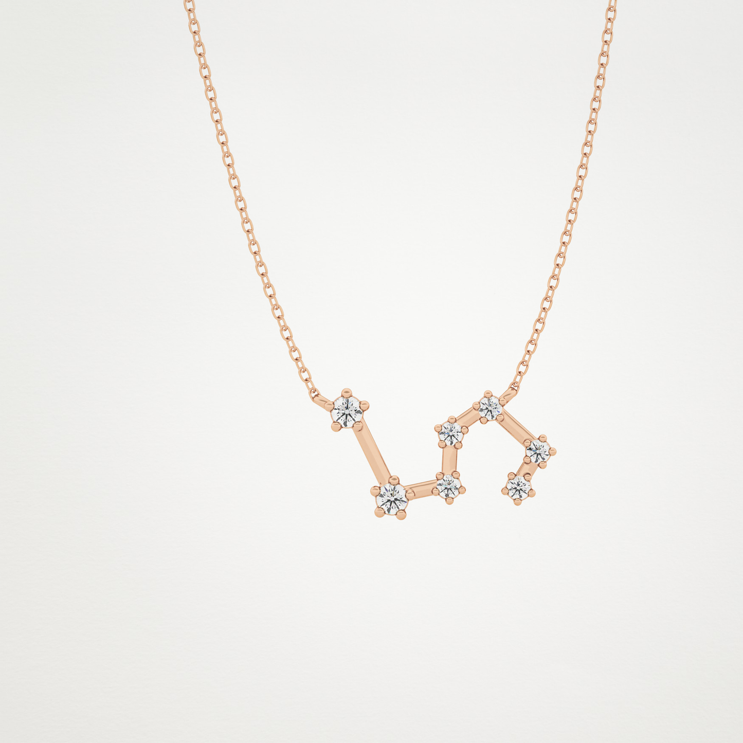 0.15 TCW Round Lab Grown Diamond Leo Zodiac Constellation Necklace