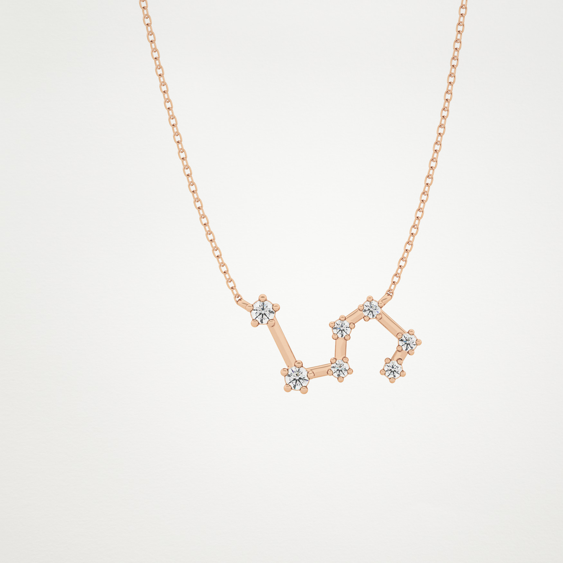 0.15 TCW Round Lab Grown Diamond Leo Zodiac Constellation Necklace