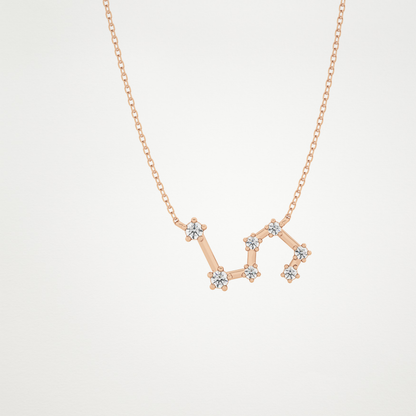 0.15 TCW Round Lab Grown Diamond Leo Zodiac Constellation Necklace