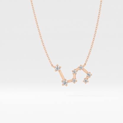 0.15 TCW Round Lab Grown Diamond Leo Zodiac Constellation Necklace
