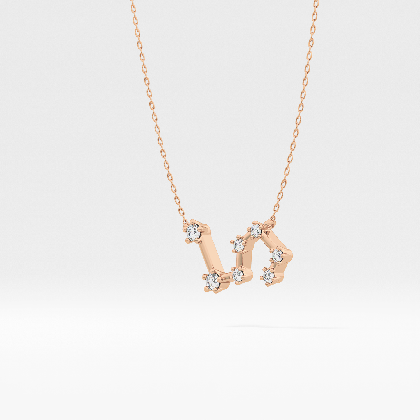 0.15 TCW Round Lab Grown Diamond Leo Zodiac Constellation Necklace