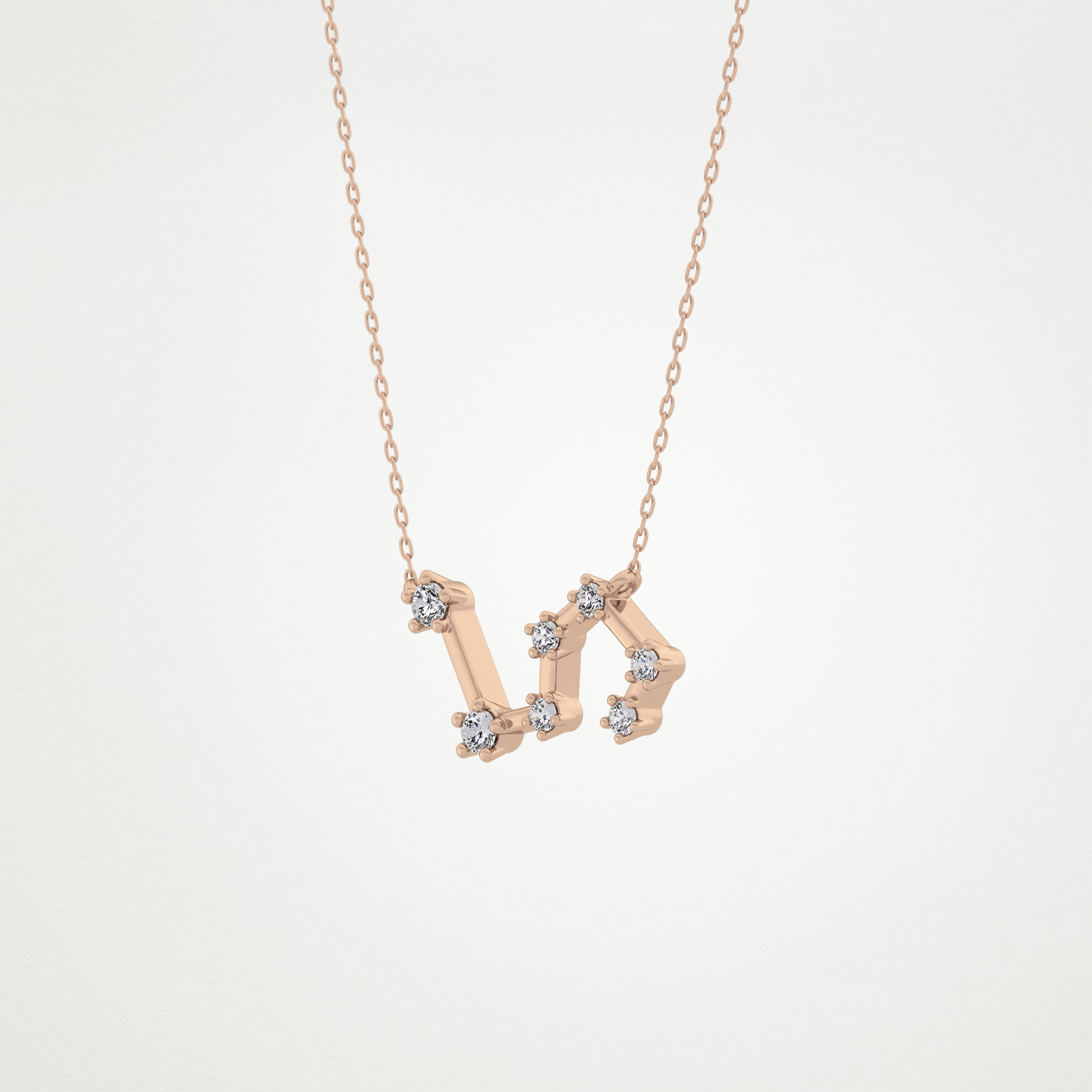 0.15 TCW Round Lab Grown Diamond Leo Zodiac Constellation Necklace