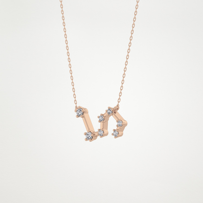 0.15 TCW Round Lab Grown Diamond Leo Zodiac Constellation Necklace
