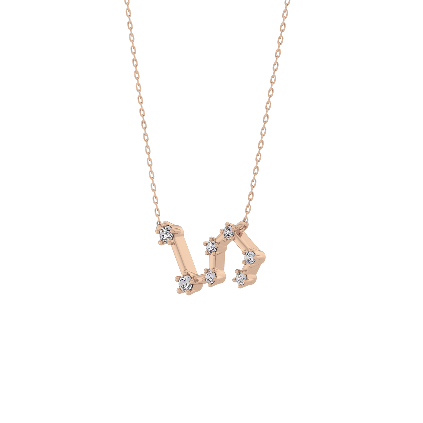 0.15 TCW Round Lab Grown Diamond Leo Zodiac Constellation Necklace