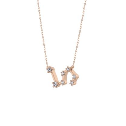 0.15 TCW Round Lab Grown Diamond Leo Zodiac Constellation Necklace
