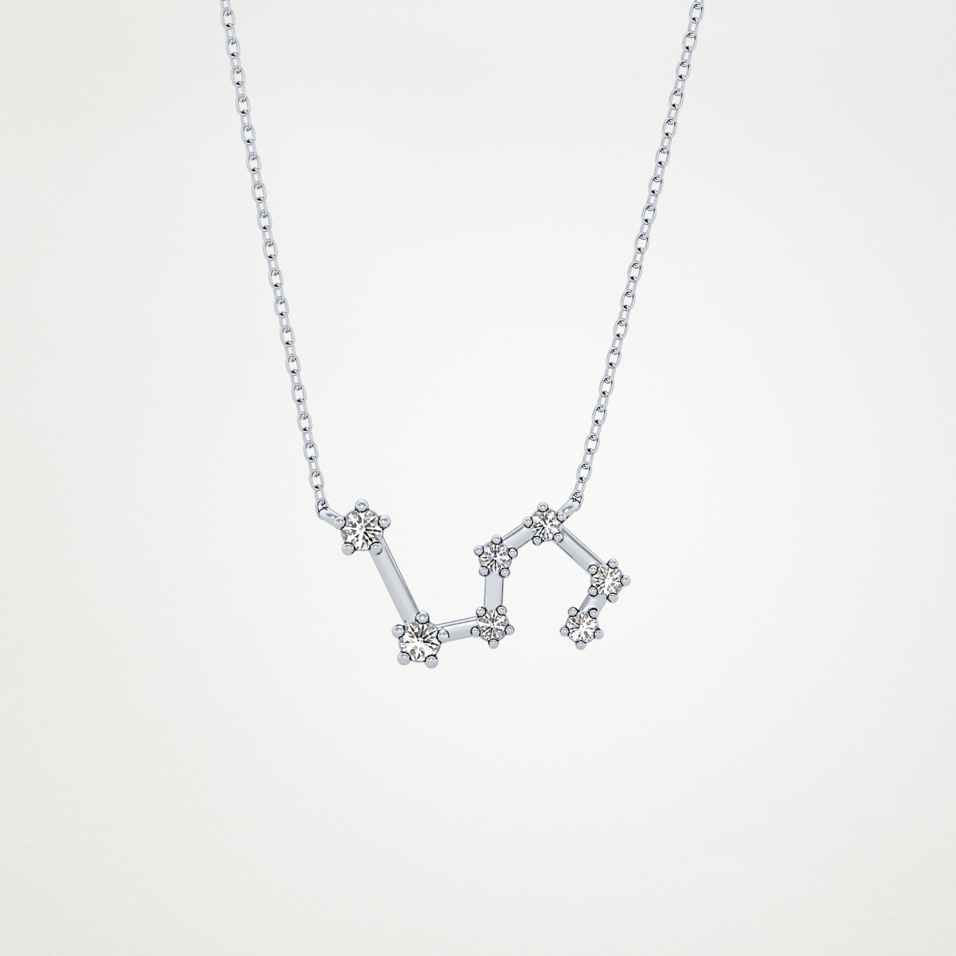 0.15 TCW Round Lab Grown Diamond Leo Zodiac Constellation Necklace