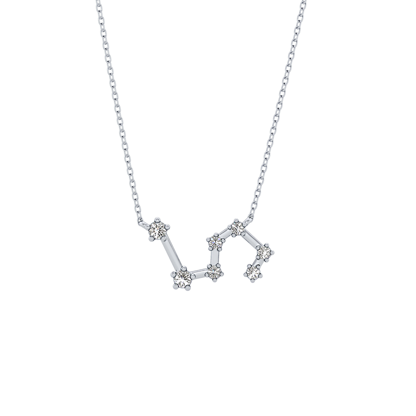 0.15 TCW Round Lab Grown Diamond Leo Zodiac Constellation Necklace