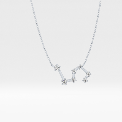 0.15 TCW Round Lab Grown Diamond Leo Zodiac Constellation Necklace