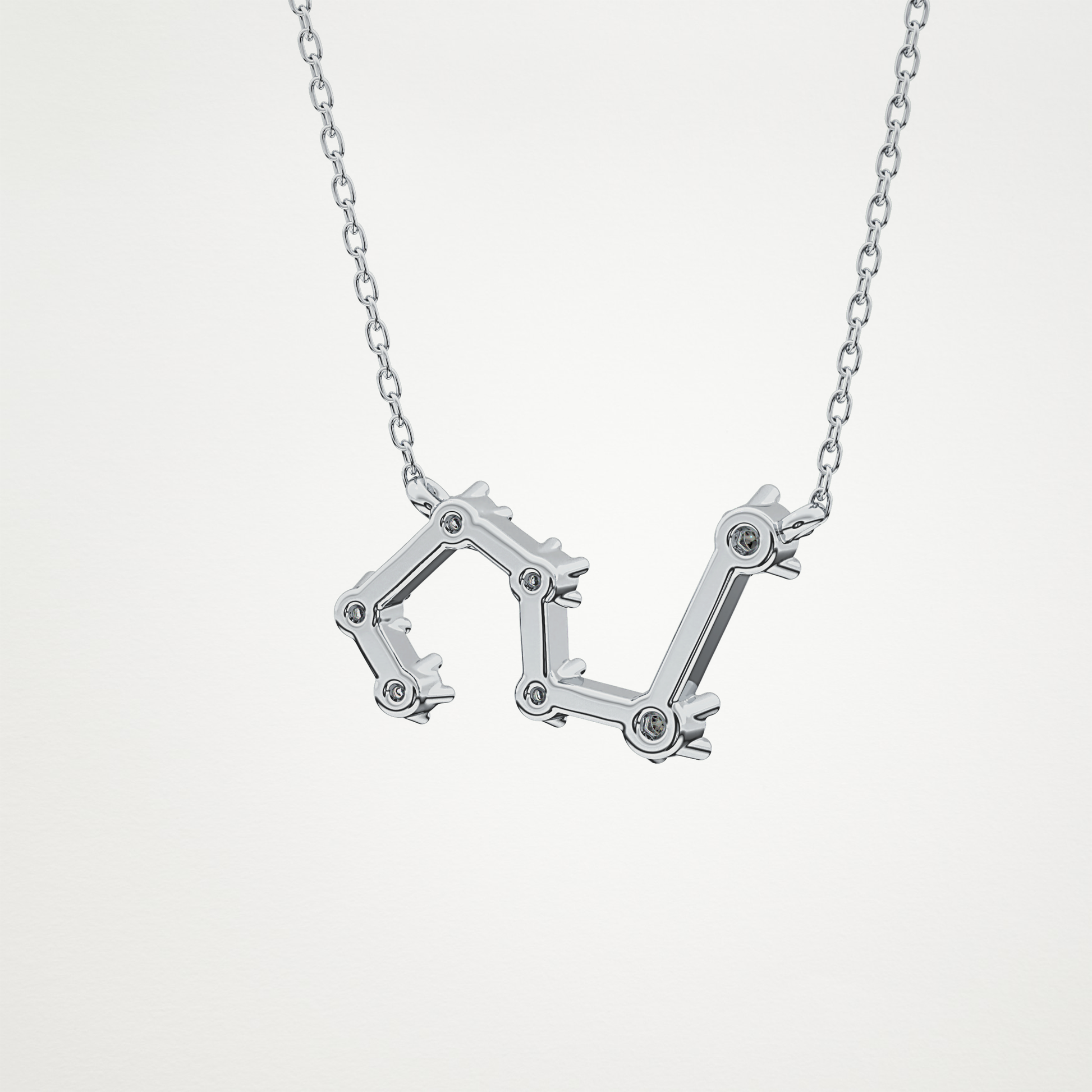 0.15 TCW Round Lab Grown Diamond Leo Zodiac Constellation Necklace