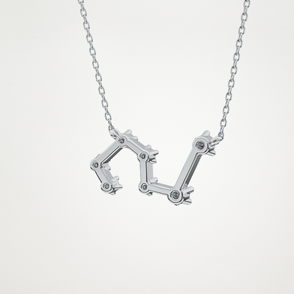 0.15 TCW Round Lab Grown Diamond Leo Zodiac Constellation Necklace