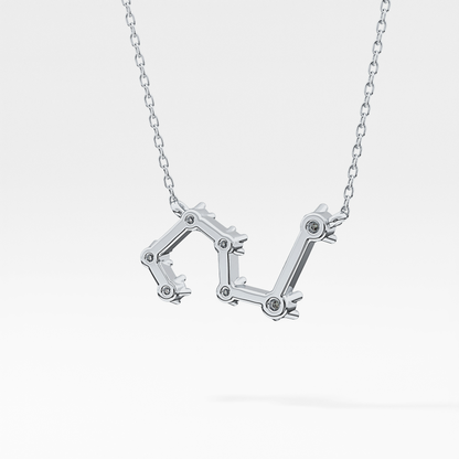0.15 TCW Round Lab Grown Diamond Leo Zodiac Constellation Necklace