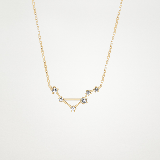 0.078 TCW Round Lab Grown Diamond Libra Zodiac Constellation Necklace