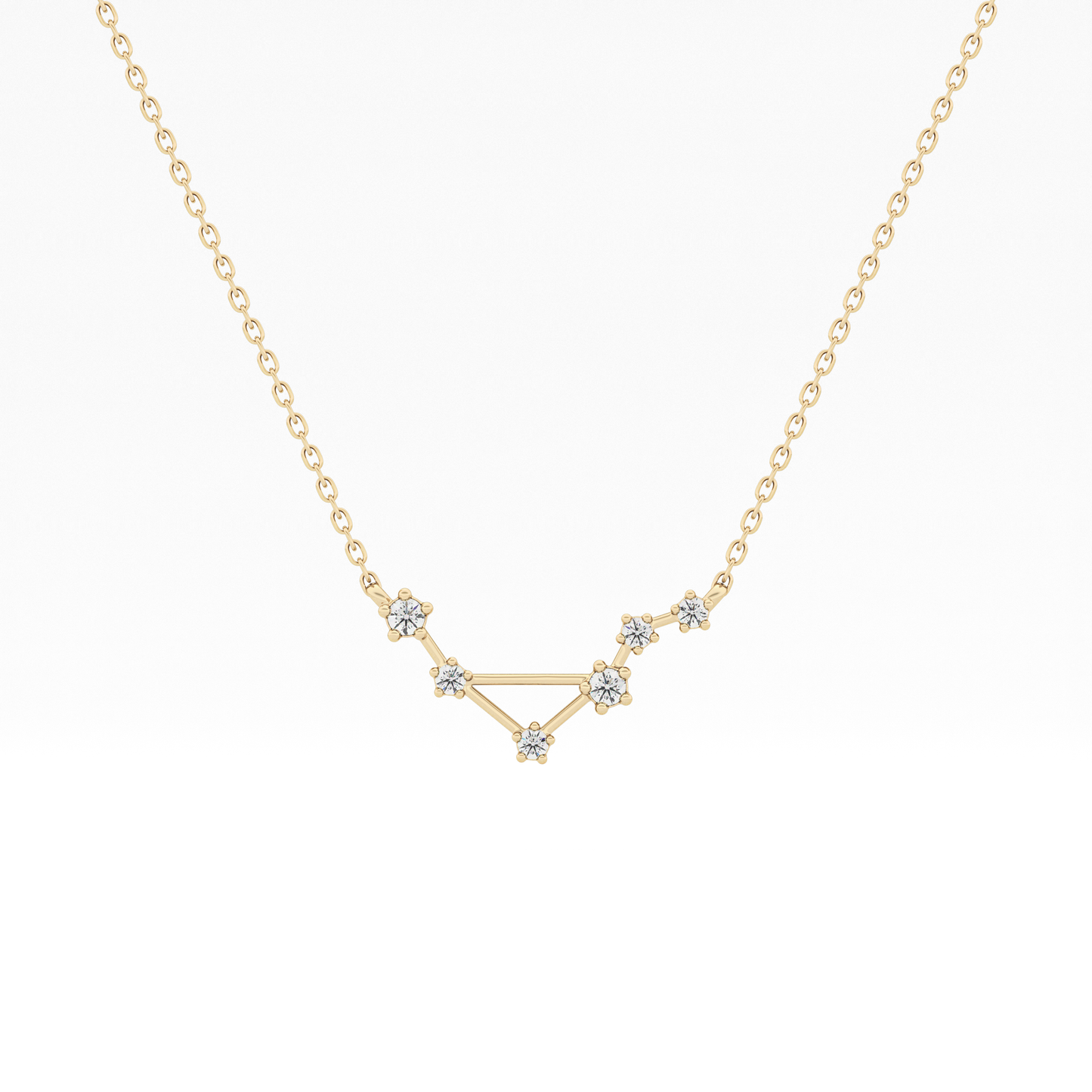 0.078 TCW Round Lab Grown Diamond Libra Zodiac Constellation Necklace