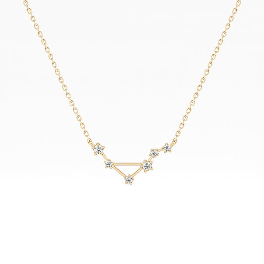 0.078 TCW Round Lab Grown Diamond Libra Zodiac Constellation Necklace