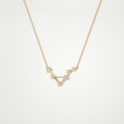 0.078 TCW Round Lab Grown Diamond Libra Zodiac Constellation Necklace