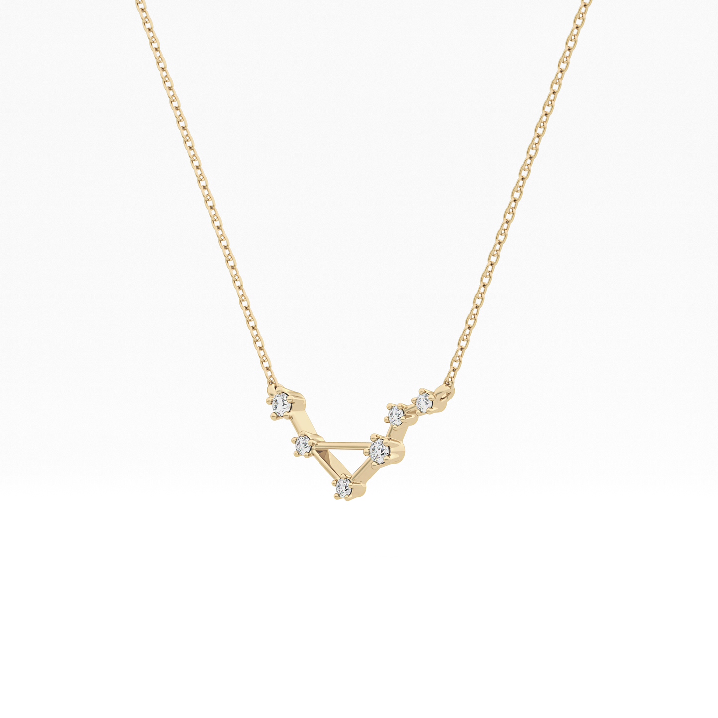 0.078 TCW Round Lab Grown Diamond Libra Zodiac Constellation Necklace