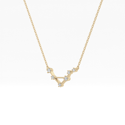0.078 TCW Round Lab Grown Diamond Libra Zodiac Constellation Necklace