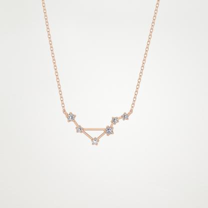 0.078 TCW Round Lab Grown Diamond Libra Zodiac Constellation Necklace