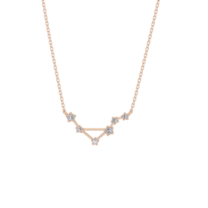 0.078 TCW Round Lab Grown Diamond Libra Zodiac Constellation Necklace