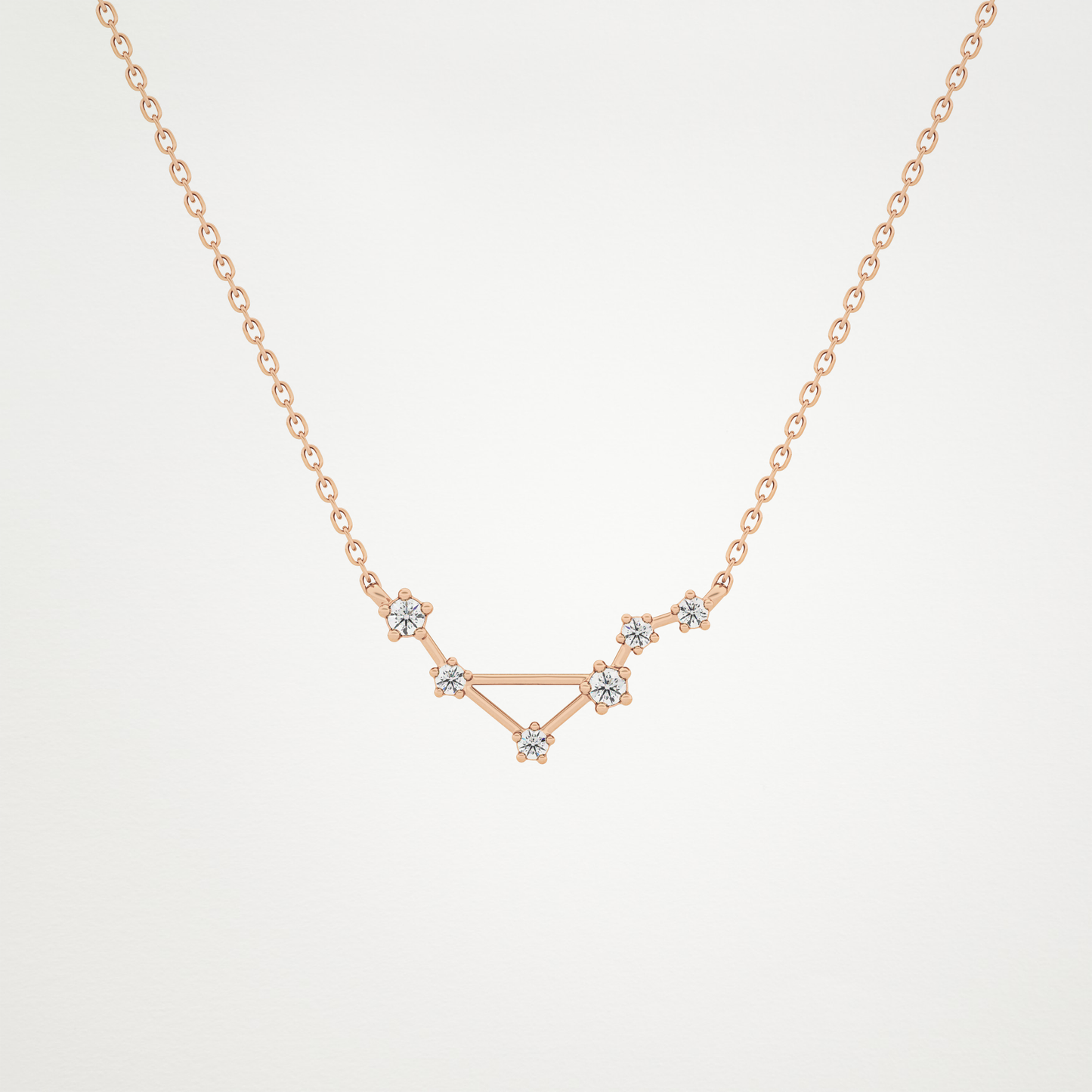 0.078 TCW Round Lab Grown Diamond Libra Zodiac Constellation Necklace