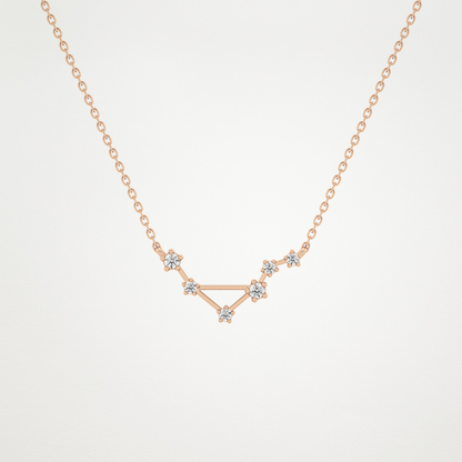 0.078 TCW Round Lab Grown Diamond Libra Zodiac Constellation Necklace