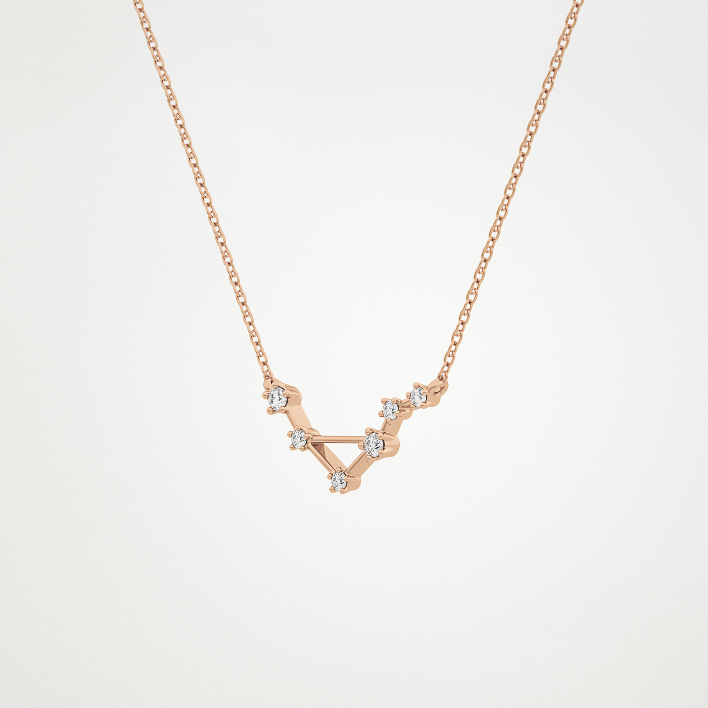0.078 TCW Round Lab Grown Diamond Libra Zodiac Constellation Necklace