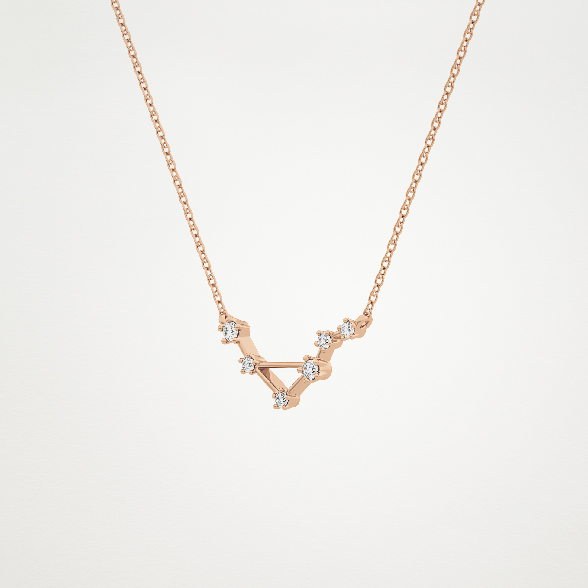 0.078 TCW Round Lab Grown Diamond Libra Zodiac Constellation Necklace