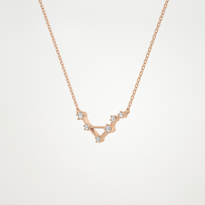 0.078 TCW Round Lab Grown Diamond Libra Zodiac Constellation Necklace