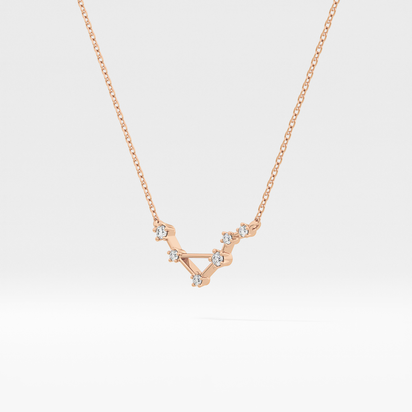 0.078 TCW Round Lab Grown Diamond Libra Zodiac Constellation Necklace
