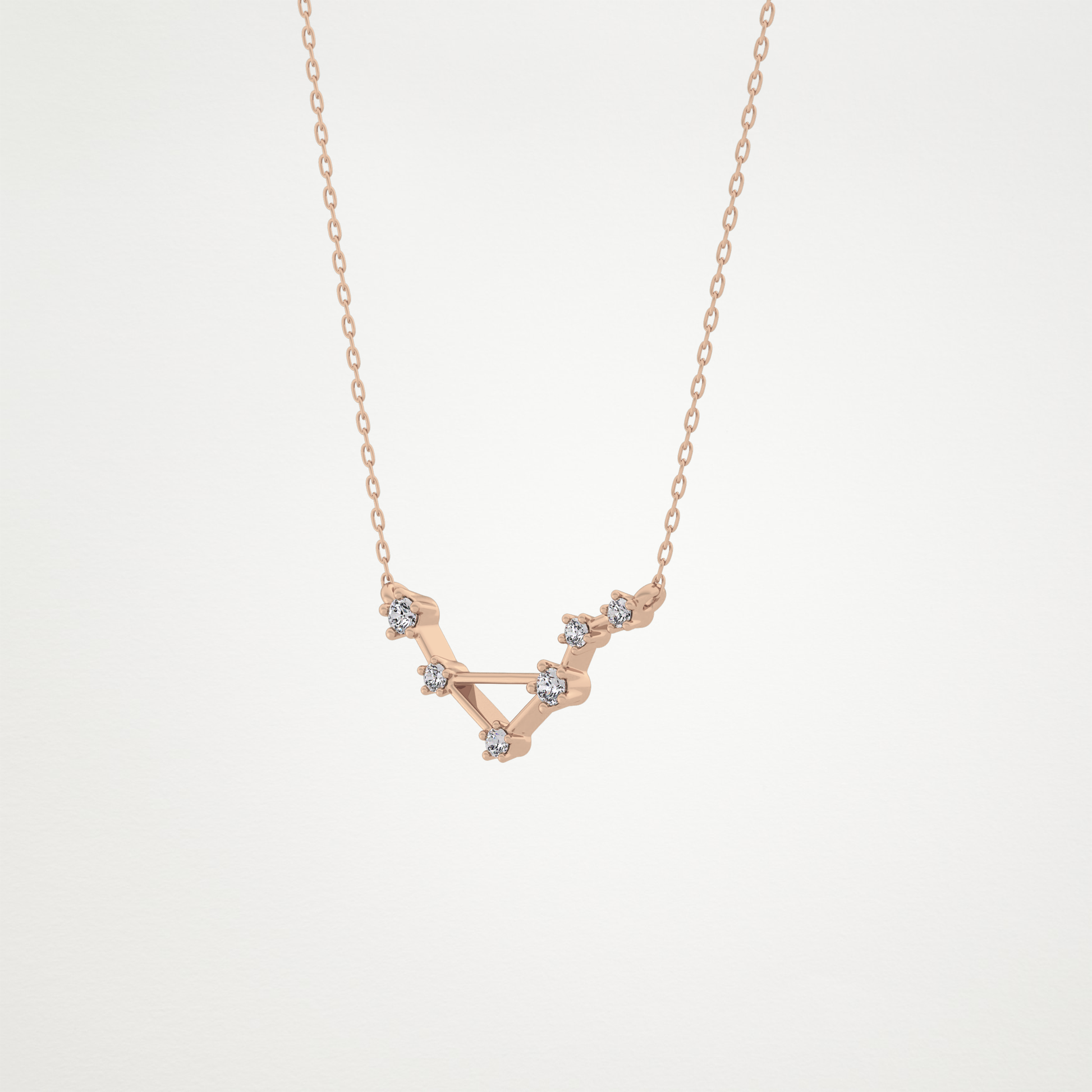 0.078 TCW Round Lab Grown Diamond Libra Zodiac Constellation Necklace