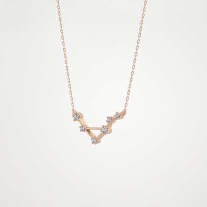 0.078 TCW Round Lab Grown Diamond Libra Zodiac Constellation Necklace