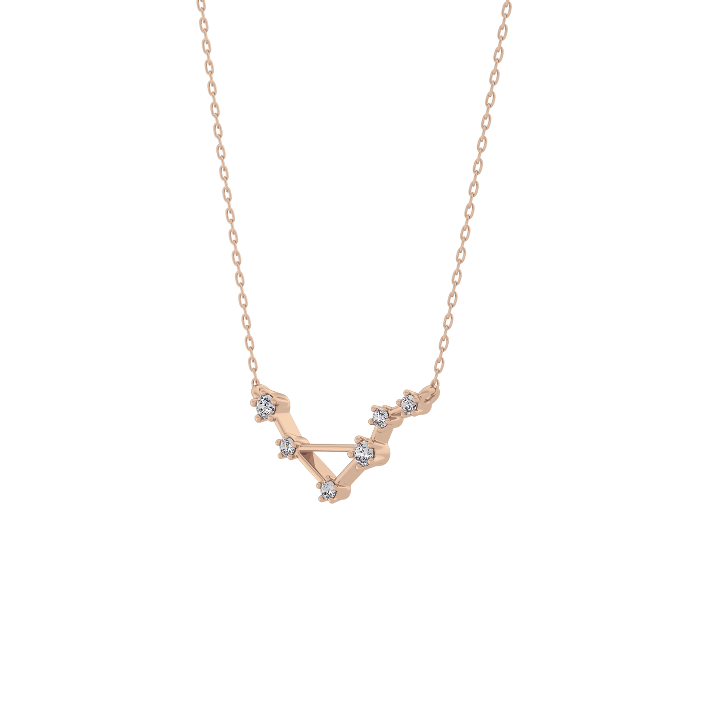0.078 TCW Round Lab Grown Diamond Libra Zodiac Constellation Necklace