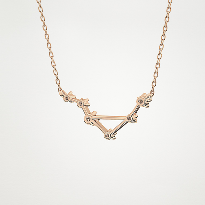 0.078 TCW Round Lab Grown Diamond Libra Zodiac Constellation Necklace