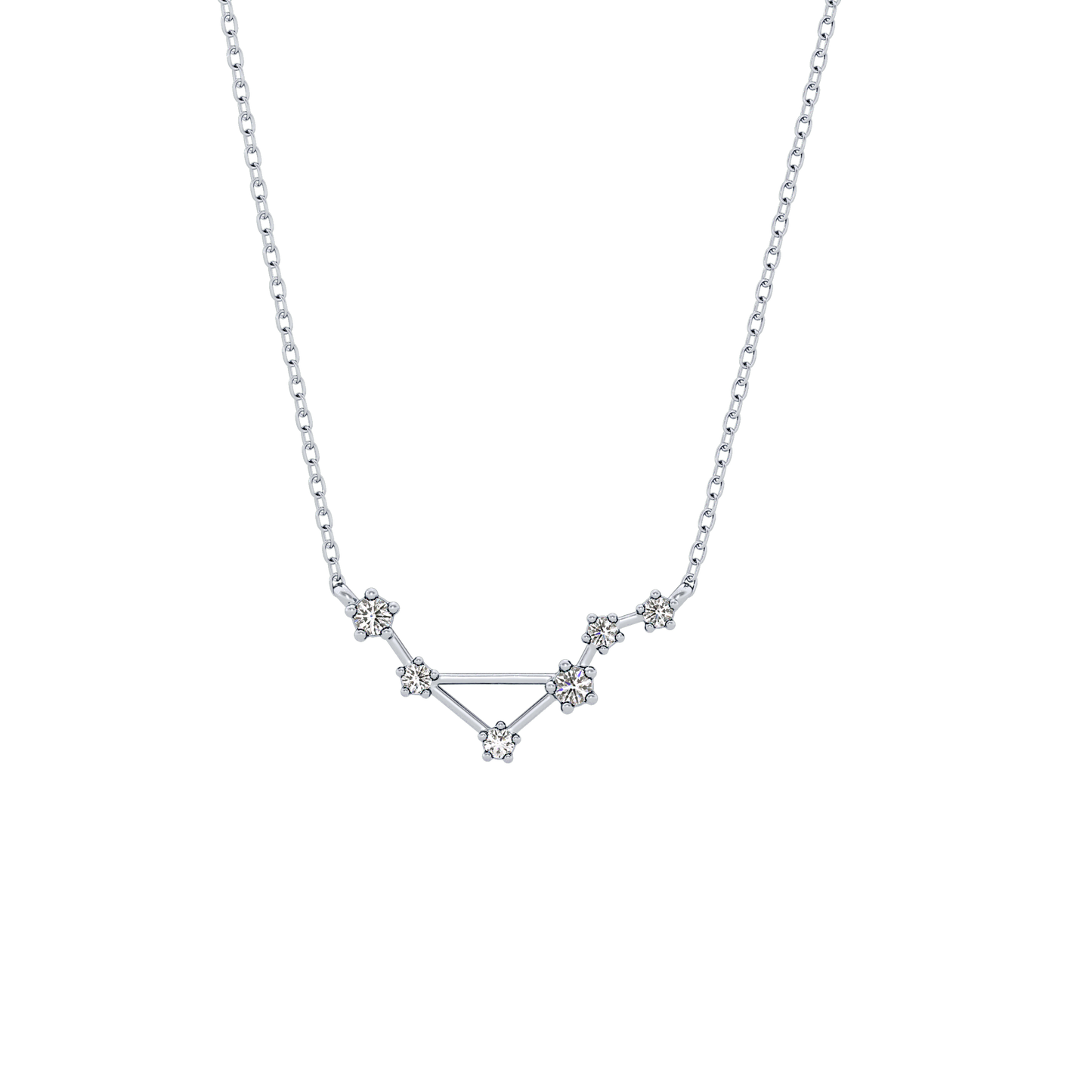 0.078 TCW Round Lab Grown Diamond Libra Zodiac Constellation Necklace