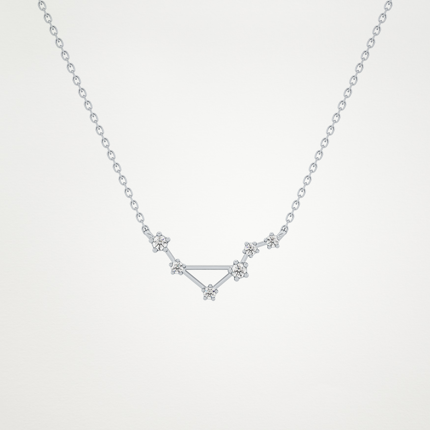 0.078 TCW Round Lab Grown Diamond Libra Zodiac Constellation Necklace