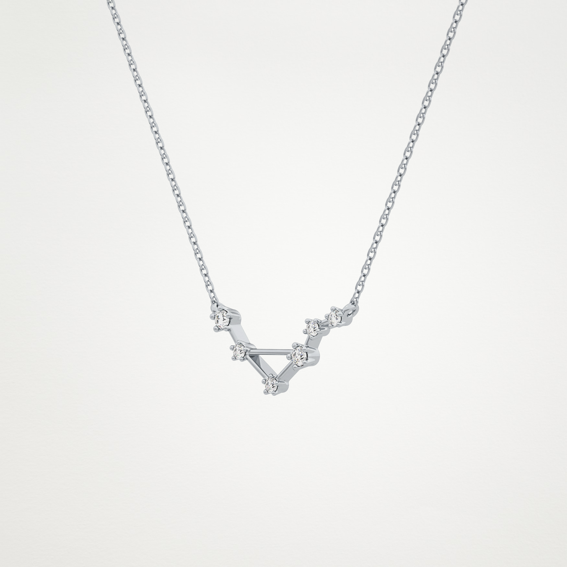 0.078 TCW Round Lab Grown Diamond Libra Zodiac Constellation Necklace