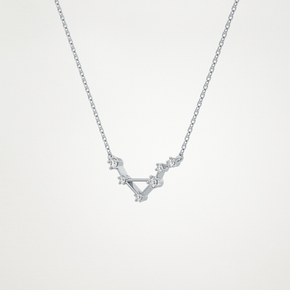 0.078 TCW Round Lab Grown Diamond Libra Zodiac Constellation Necklace