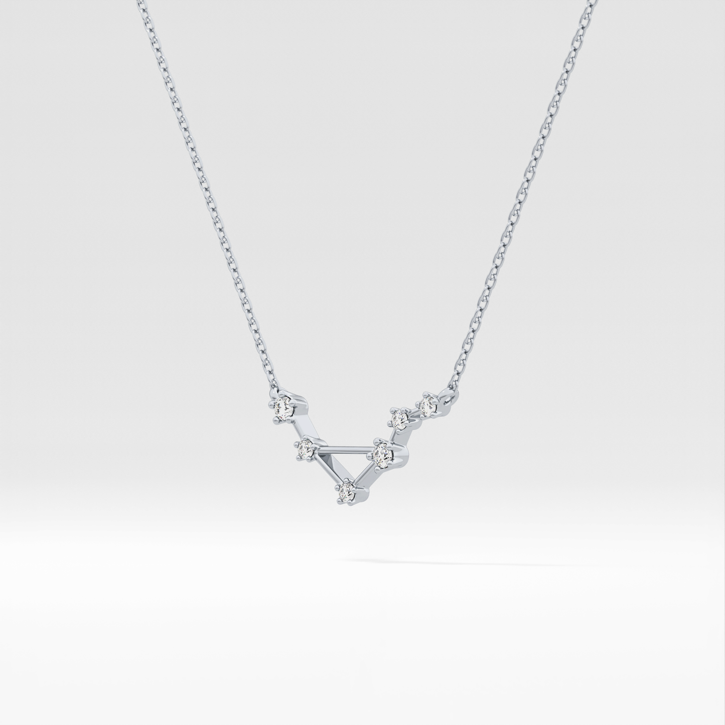 0.078 TCW Round Lab Grown Diamond Libra Zodiac Constellation Necklace