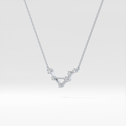 0.078 TCW Round Lab Grown Diamond Libra Zodiac Constellation Necklace