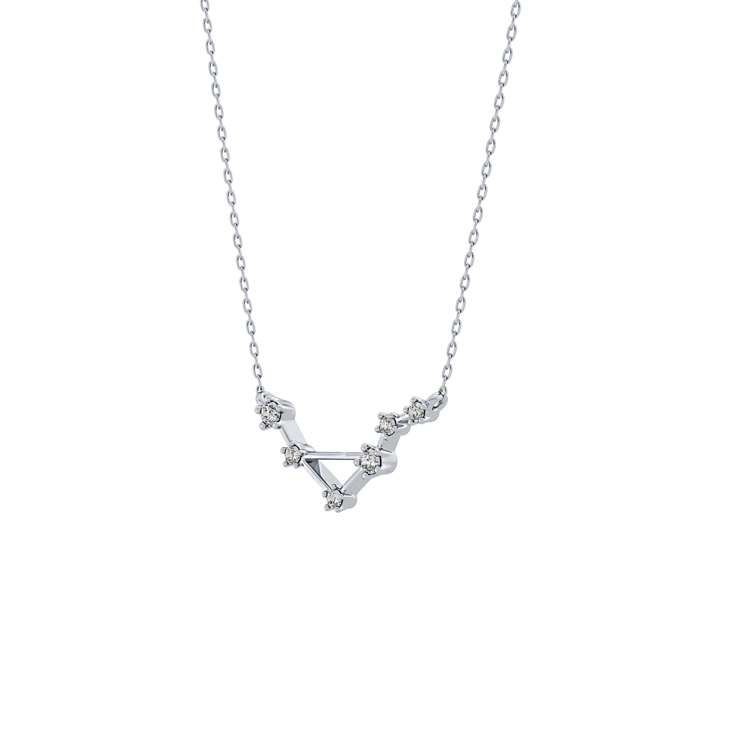 0.078 TCW Round Lab Grown Diamond Libra Zodiac Constellation Necklace