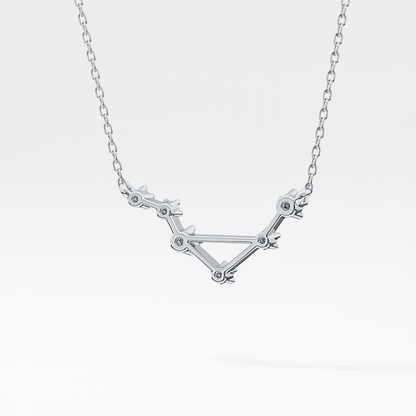 0.078 TCW Round Lab Grown Diamond Libra Zodiac Constellation Necklace