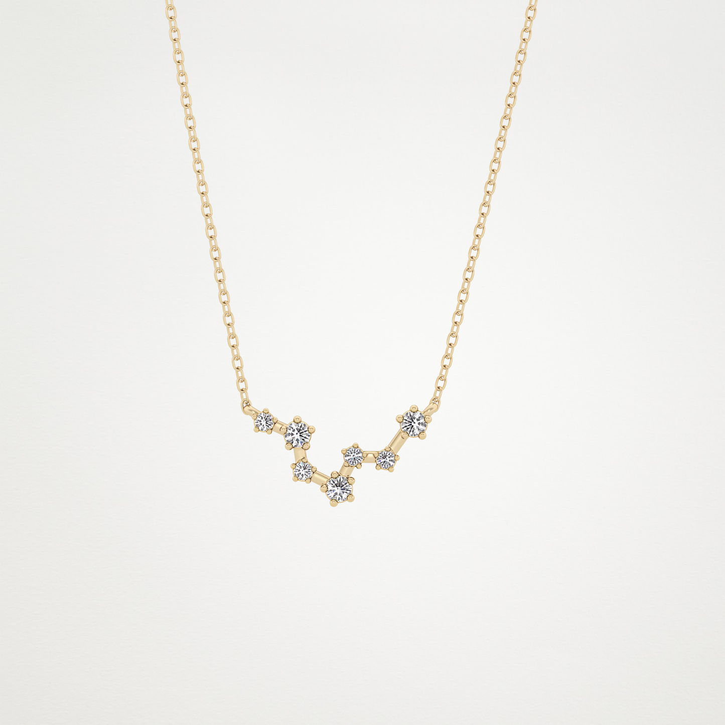 0.103 TCW Round Lab Grown Diamond Pisces Zodiac Constellation Necklace