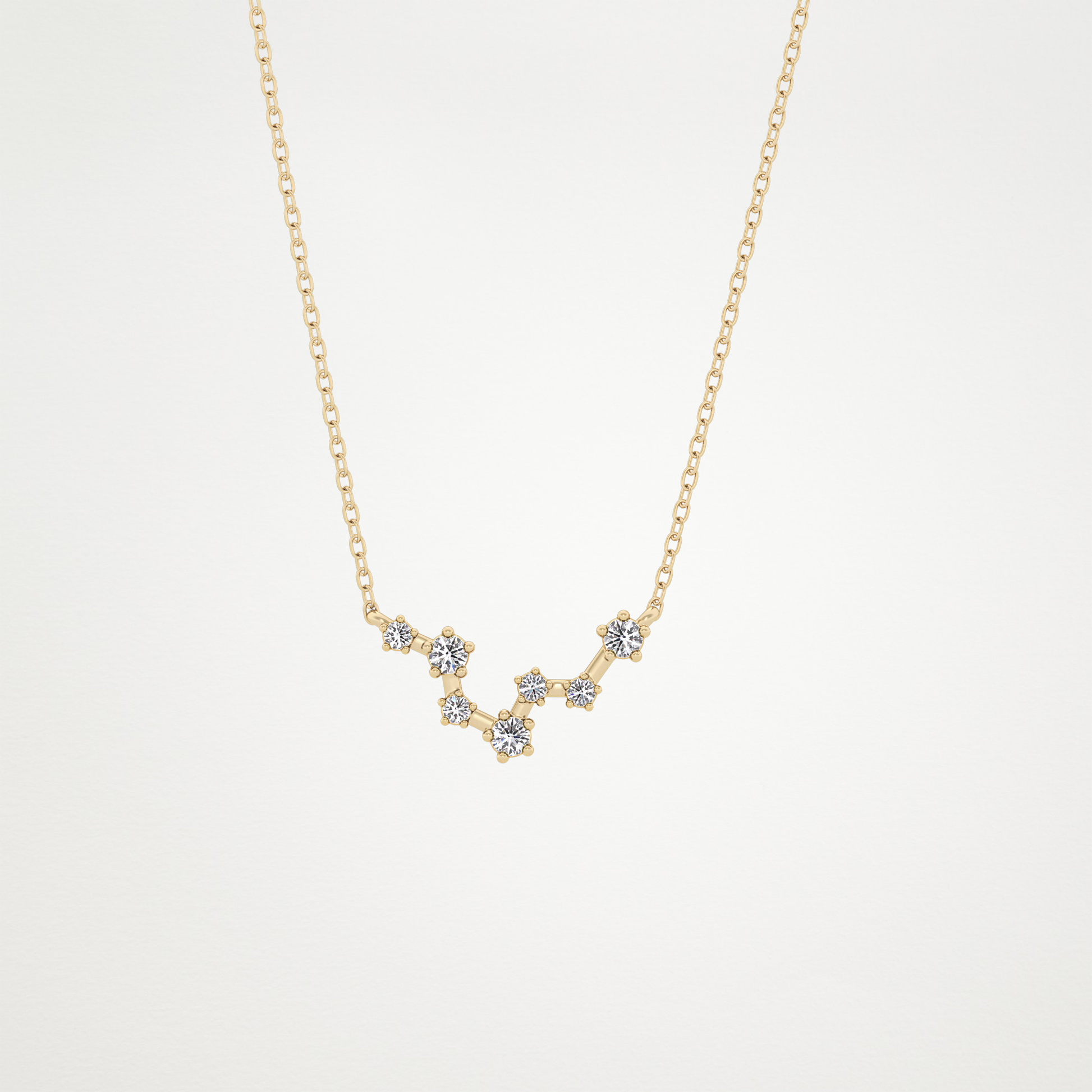 0.103 TCW Round Lab Grown Diamond Pisces Zodiac Constellation Necklace