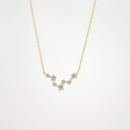 0.103 TCW Round Lab Grown Diamond Pisces Zodiac Constellation Necklace