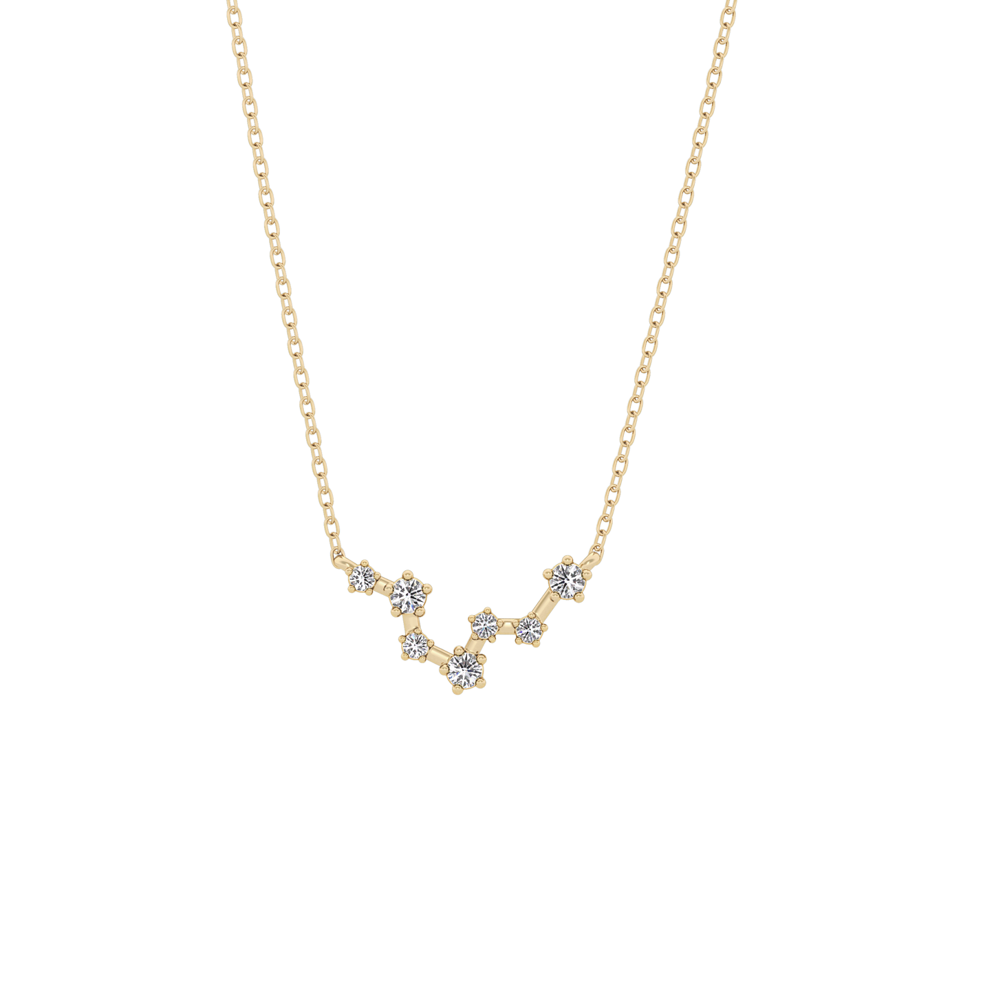 0.103 TCW Round Lab Grown Diamond Pisces Zodiac Constellation Necklace