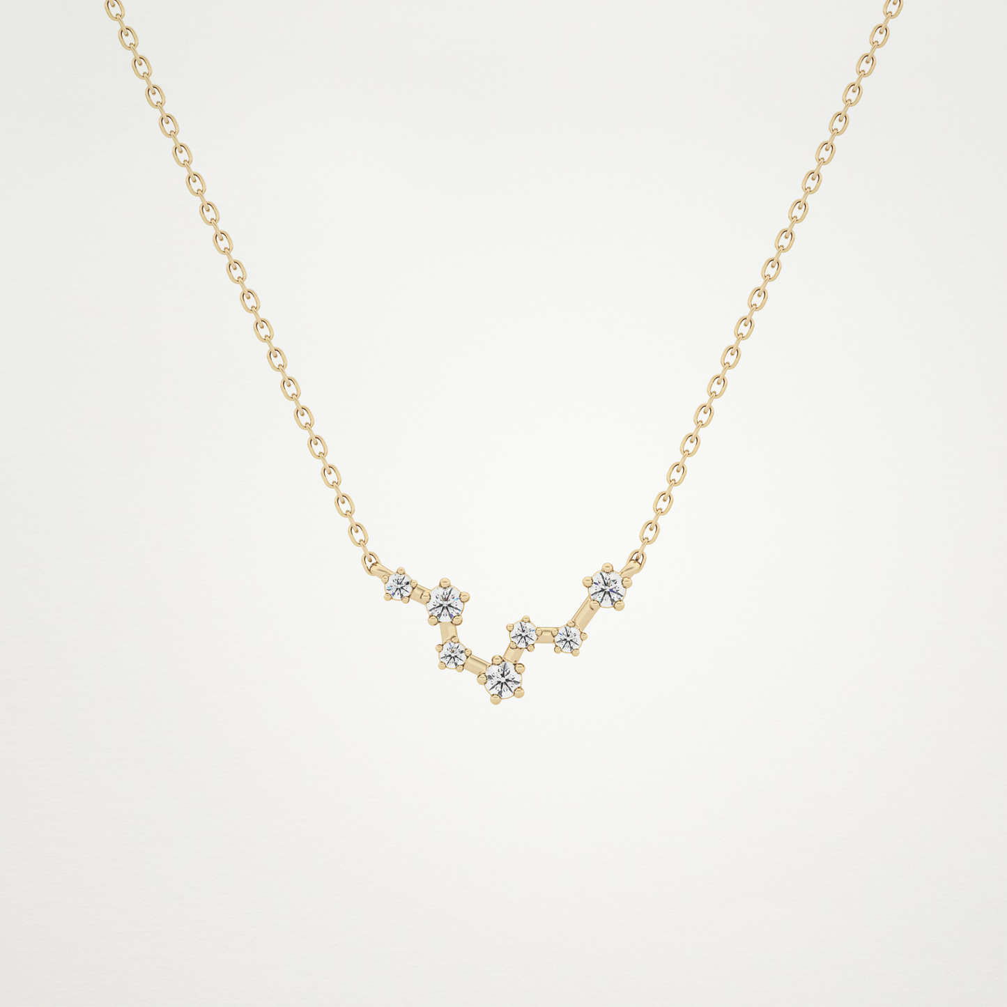 0.103 TCW Round Lab Grown Diamond Pisces Zodiac Constellation Necklace